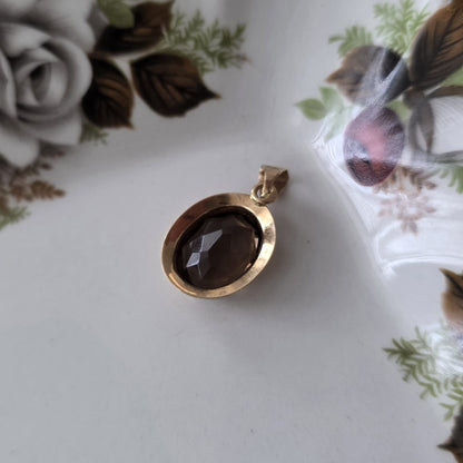 Vintage 18k gouden hanger rookkwarts