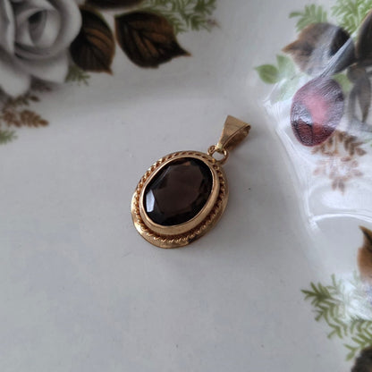 Vintage 18k gouden hanger rookkwarts