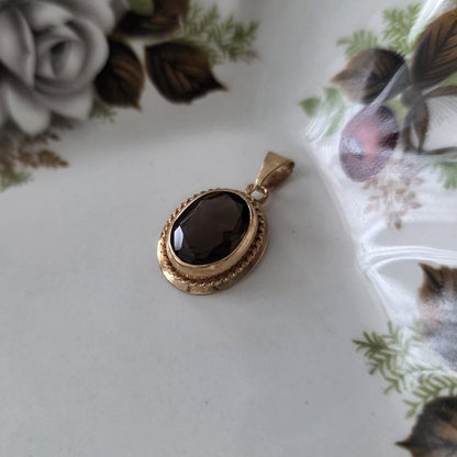 Vintage 18k gouden hanger rookkwarts
