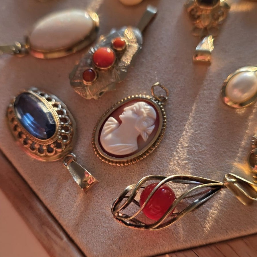 Vintage 14k gouden hanger camee
