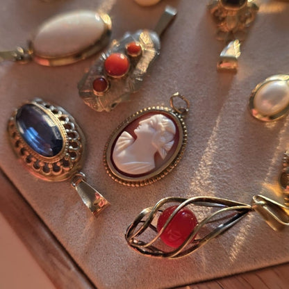 Vintage 14k gouden hanger camee