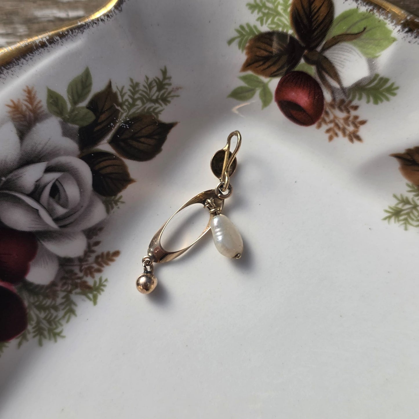 Vintage 14k gouden hanger parel