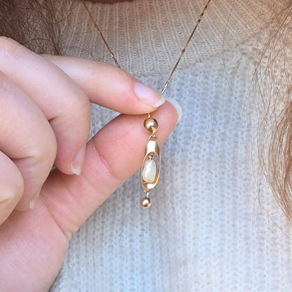 Vintage 14k gouden hanger parel