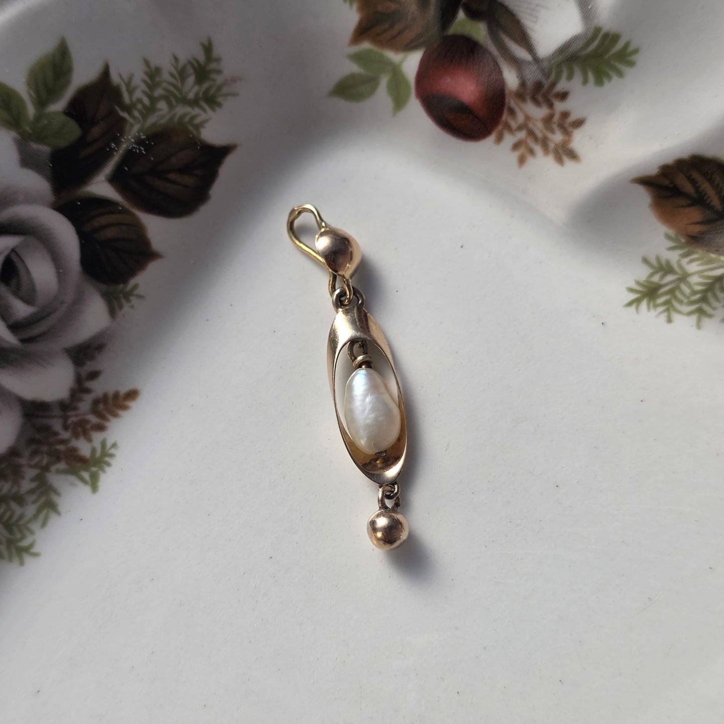 Vintage 14k gouden hanger parel