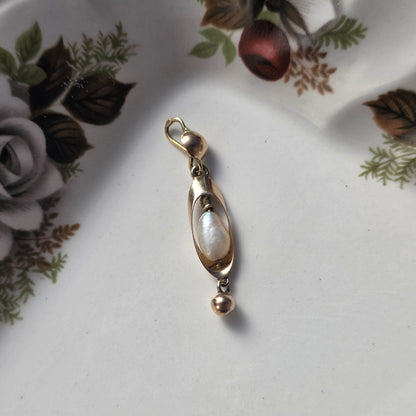 Vintage 14k gouden hanger parel
