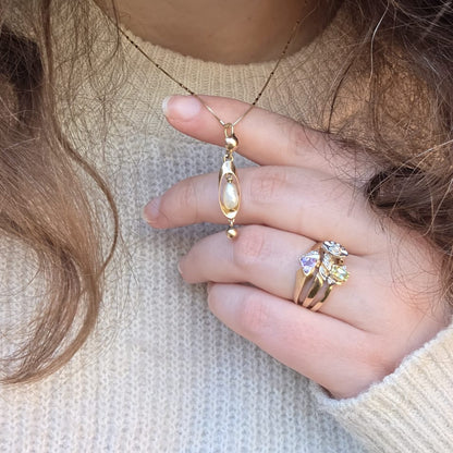 Vintage 14k gouden hanger parel