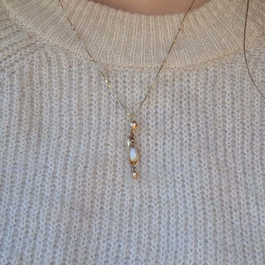 Vintage 14k gouden hanger parel