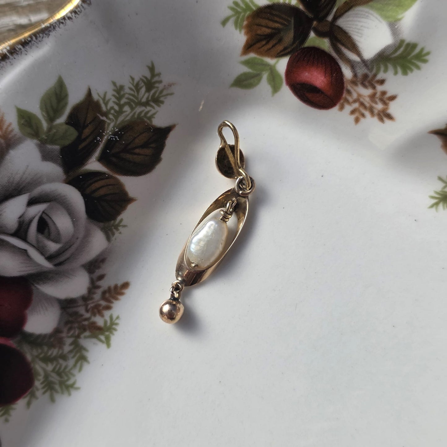 Vintage 14k gouden hanger parel
