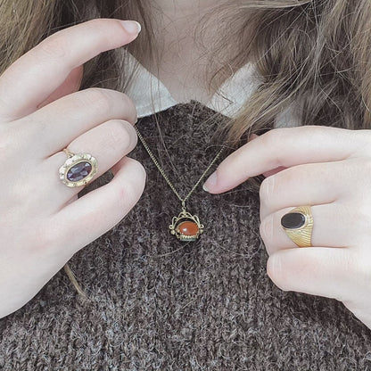 Vintage 18k gouden zegelring met onyx