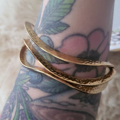 Barse Brons Armband Gehamerd Trio