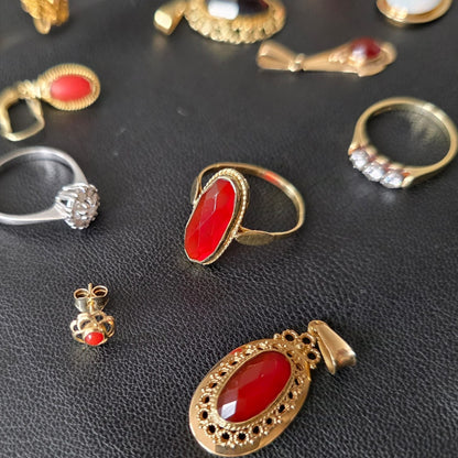 Vintage 14k gouden ring met 3 diamanten