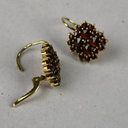 Vintage 14k gouden oorbellen granaat dormeuse