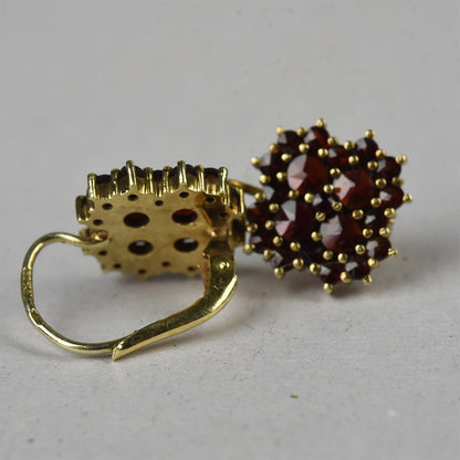 Vintage 14k gouden oorbellen granaat dormeuse