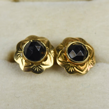 Vintage 14k gouden oorstekers granaat