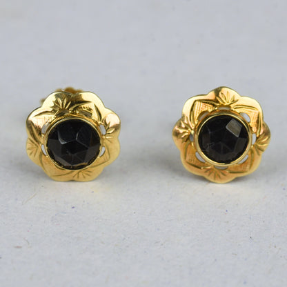Vintage 14k gouden oorstekers granaat