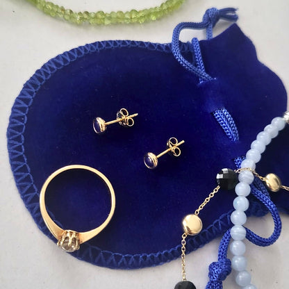 Pre-owned 14k gouden oorbellen paars steentje