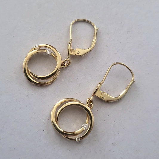 Pre-owned 14k gouden oorhangers diamant