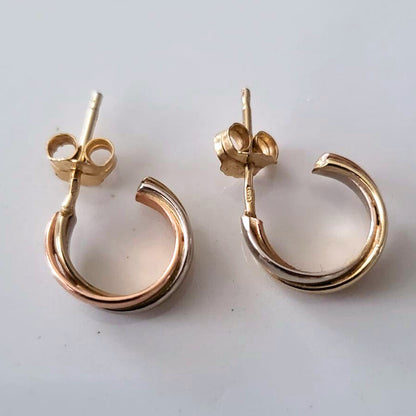 Vintage 14k gouden oorstekers tricolor
