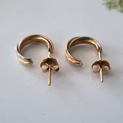 Vintage 14k gouden oorstekers tricolor