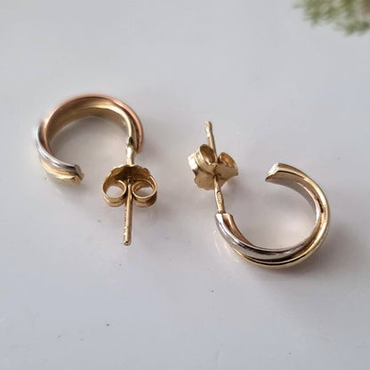 Vintage 14k gouden oorstekers tricolor