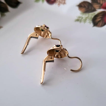 Vintage 14k gouden roze bloem dormeuse