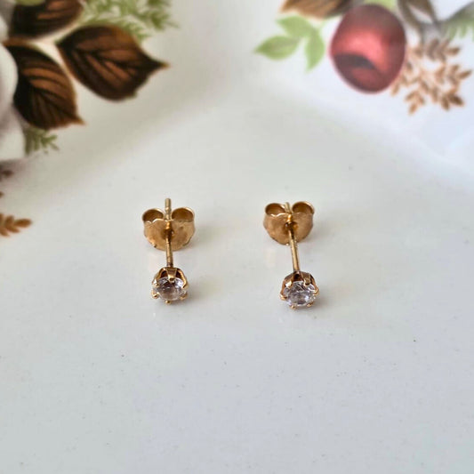 Vintage 14k gouden oorstekers kwarts