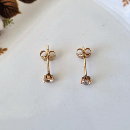 Vintage 14k gouden oorstekers kwarts
