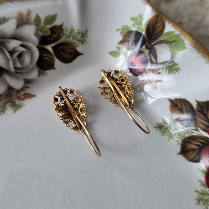 Antieke 14k gouden oorhangers filigraan klederdracht