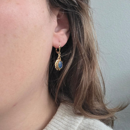 Vintage 14k gouden oorhangers opaal