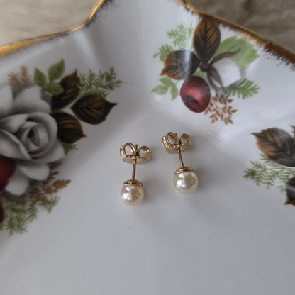 Vintage sterling zilver oorstekers parel verguld