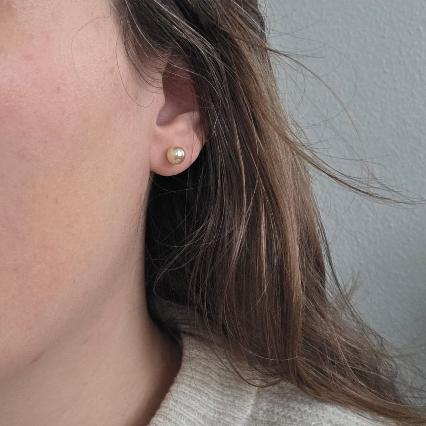 Vintage sterling zilver oorstekers parel verguld