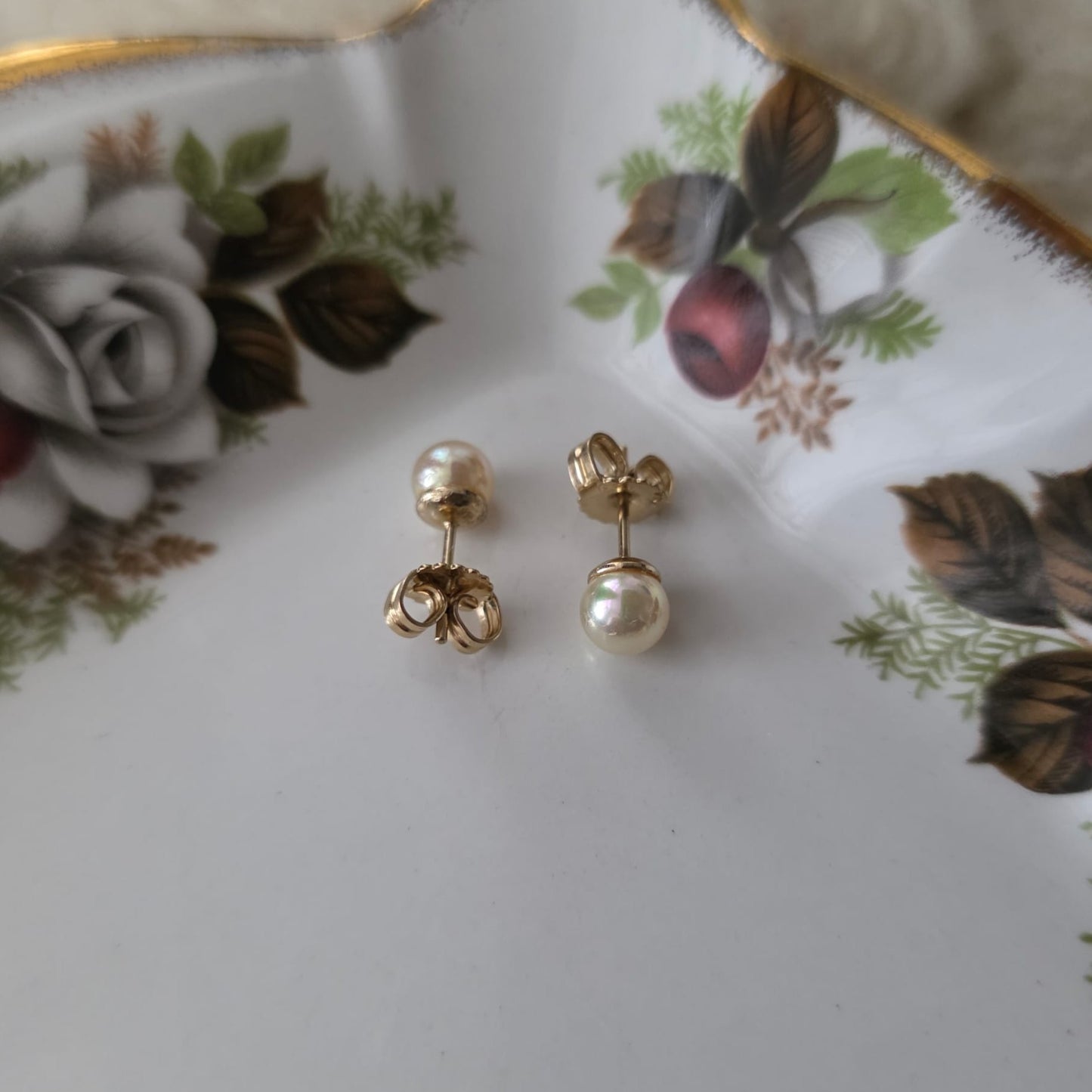 Vintage sterling zilver oorstekers parel verguld