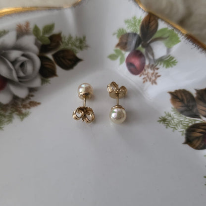 Vintage sterling zilver oorstekers parel verguld