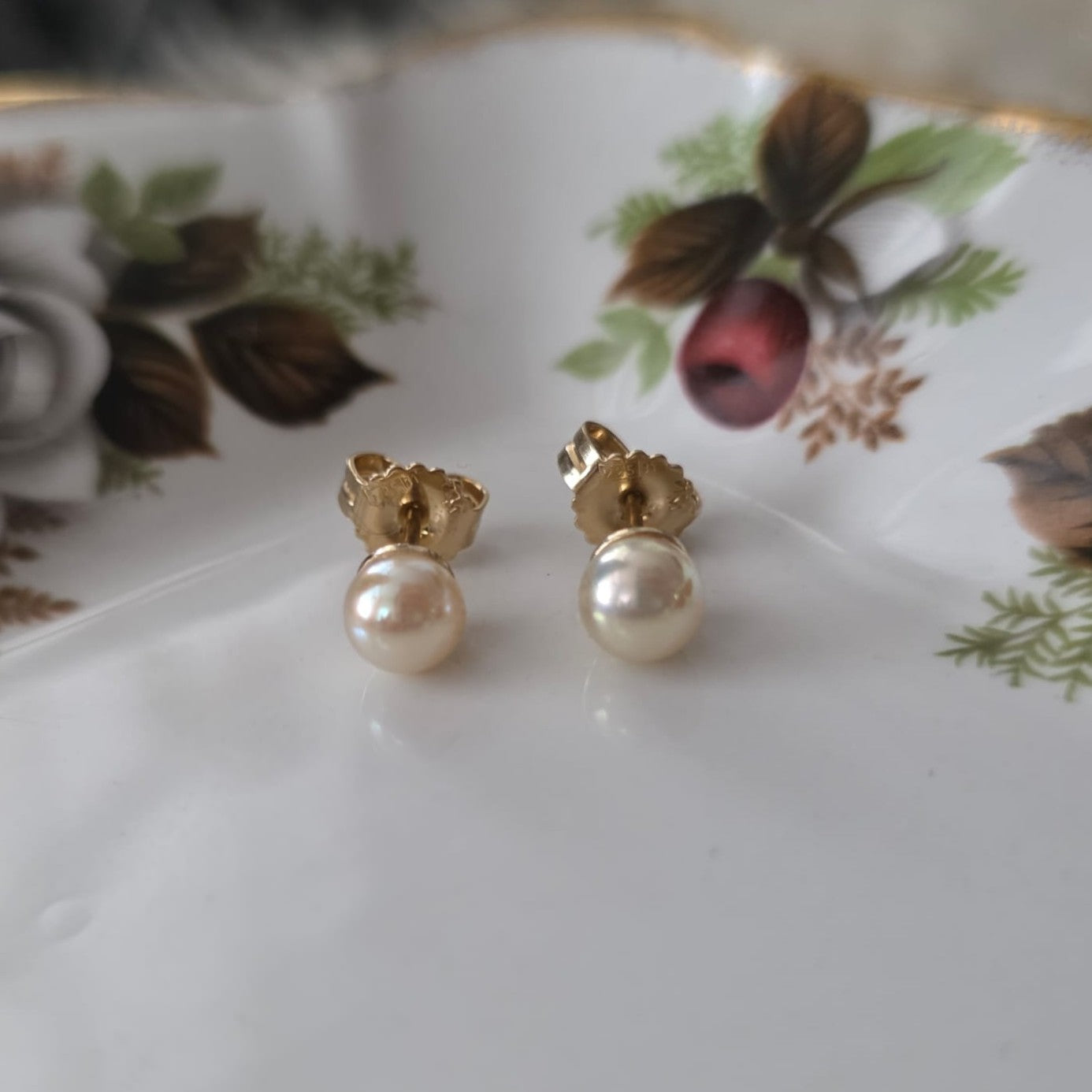 Vintage sterling zilver oorstekers parel verguld