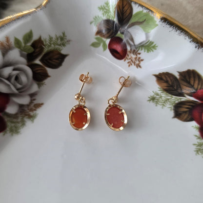 Vintage 18k gouden oorhangers camee