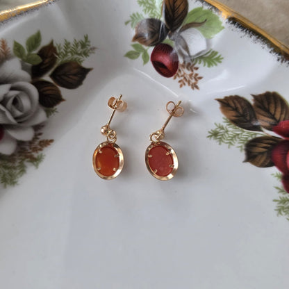 Vintage 18k gouden oorhangers camee