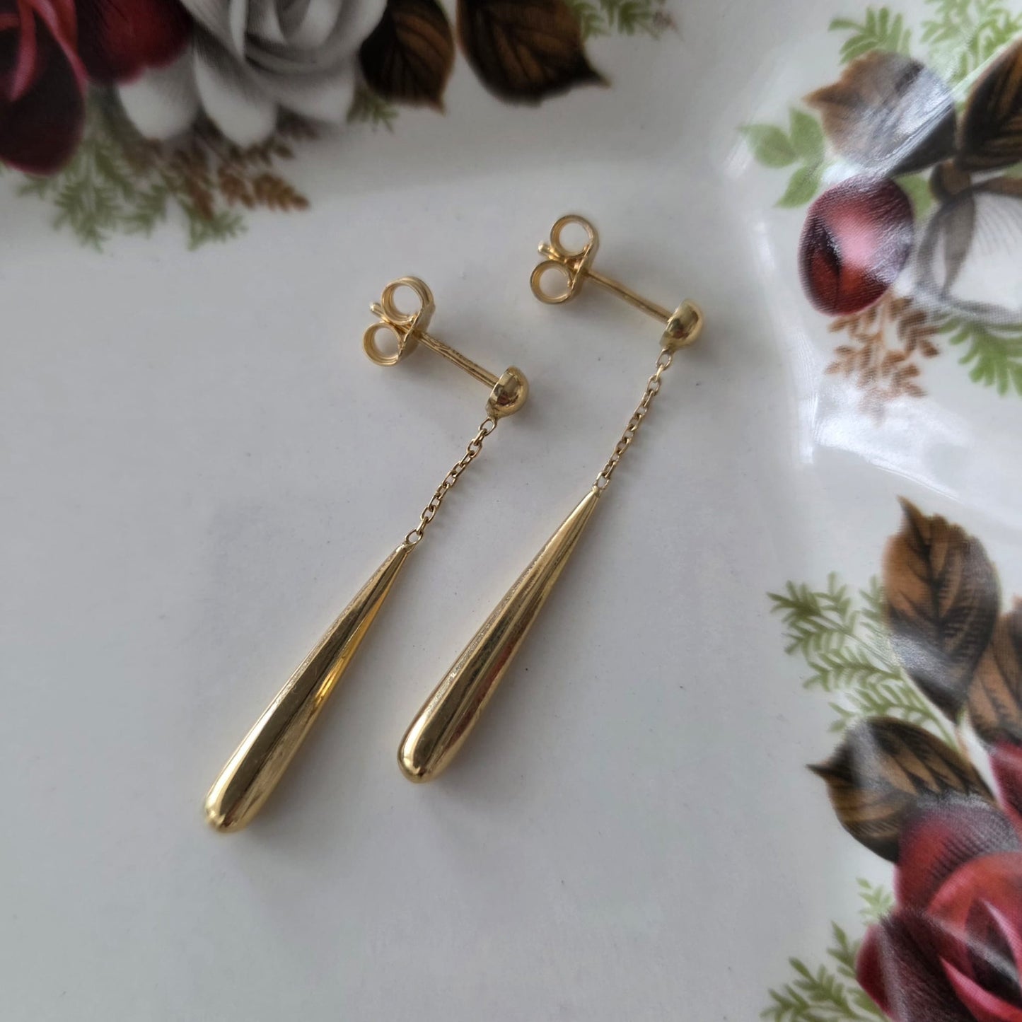 Vintage 18k gouden oorhangers drup