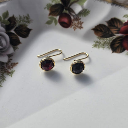Vintage 14k gouden oorhangers granaat