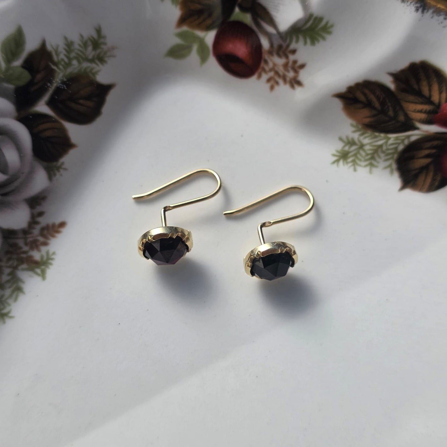Vintage 14k gouden oorhangers granaat