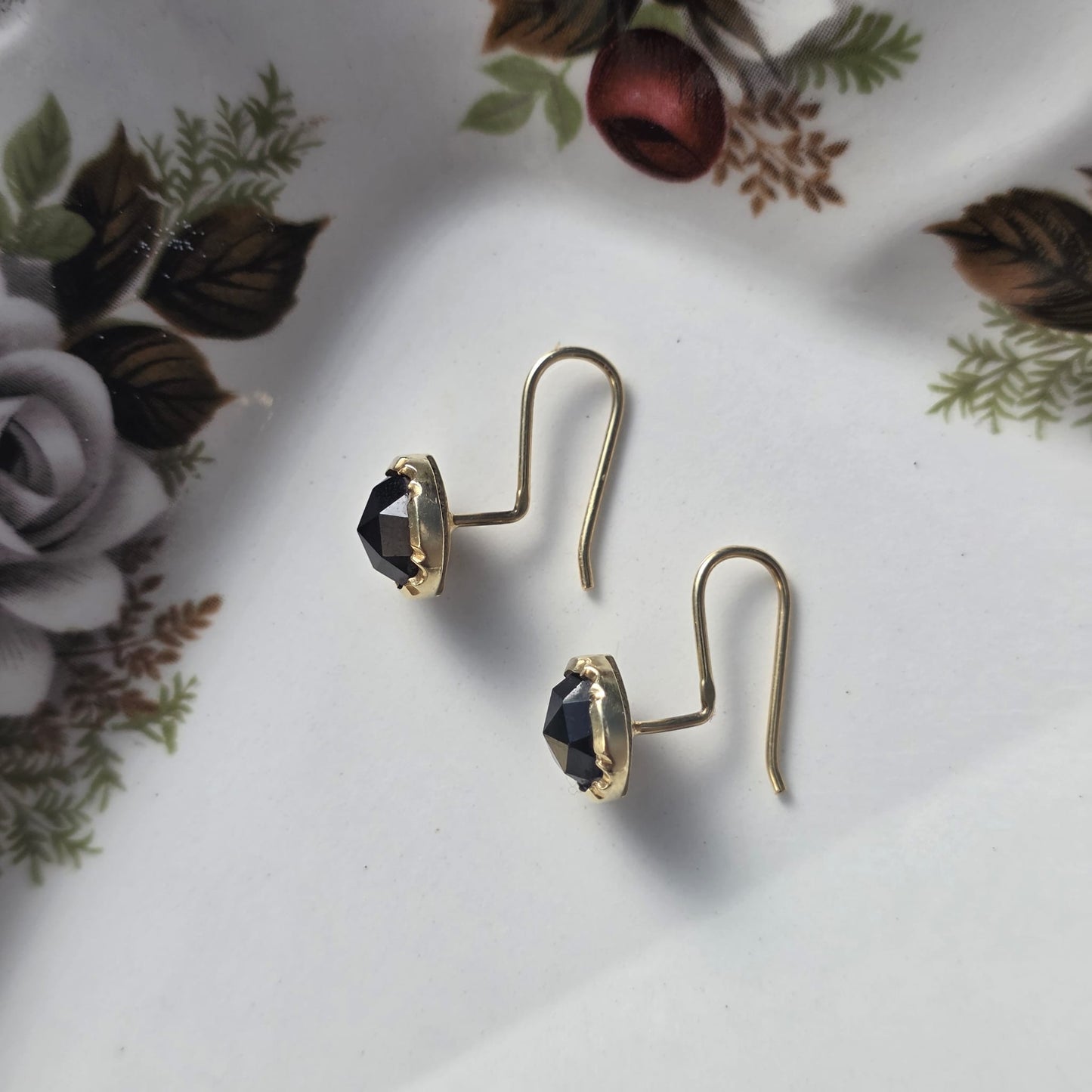 Vintage 14k gouden oorhangers granaat