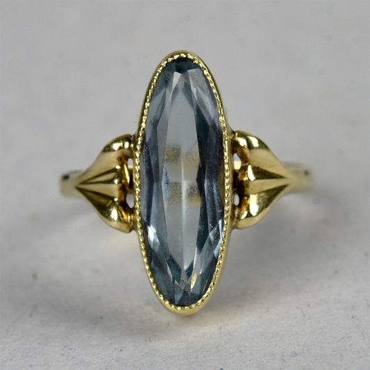 Vintage 14k gouden ring met topaas marquise