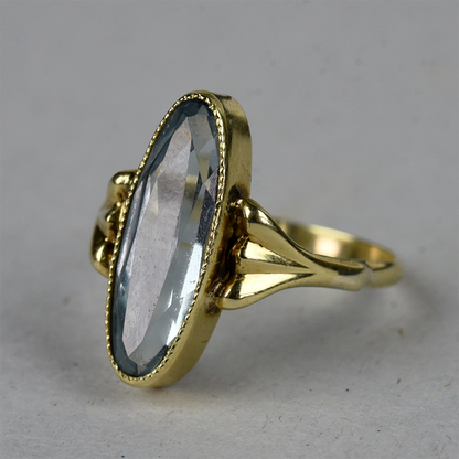 Vintage 14k gouden ring met topaas marquise