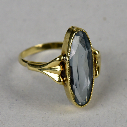 Vintage 14k gouden ring met topaas marquise