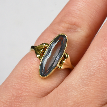 Vintage 14k gouden ring met topaas marquise