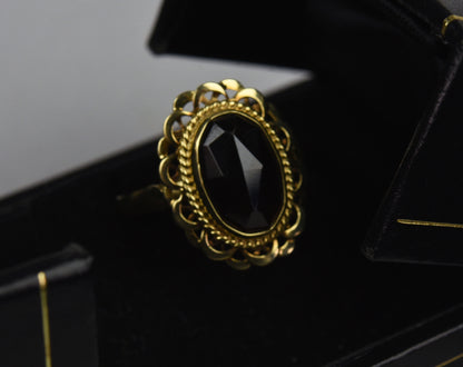 Vintage 14k gouden ring met granaat