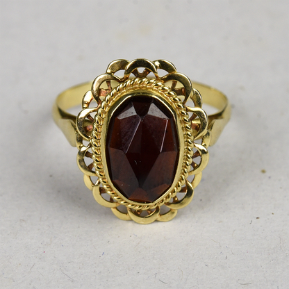 Vintage 14k gouden ring met granaat