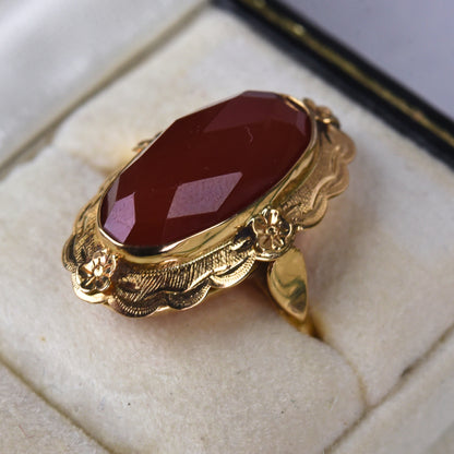 Vintage 14k gouden ring met carneool