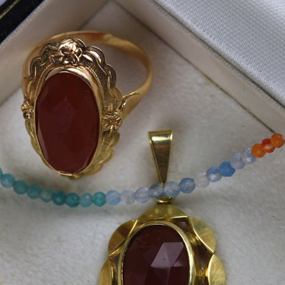 Vintage 14k gouden ring met carneool