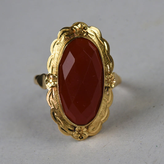 Vintage 14k gouden ring met carneool