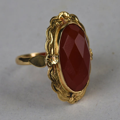 Vintage 14k gouden ring met carneool